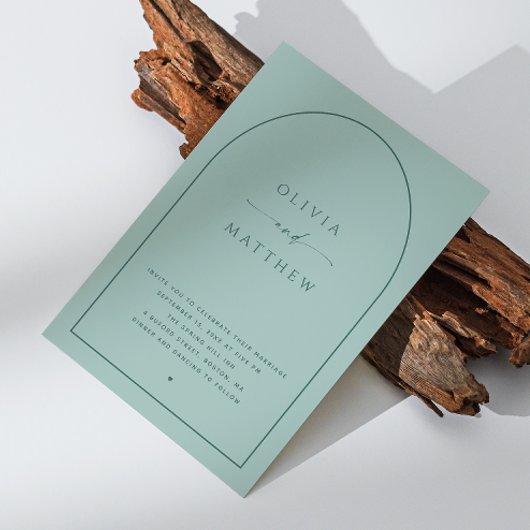 Dusty Aqua Arch Wedding | Nautische foto + QR-code Kaart