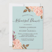 Dusty Aqua Blue Blush Floral repetitie diner Kaart (Voorkant)