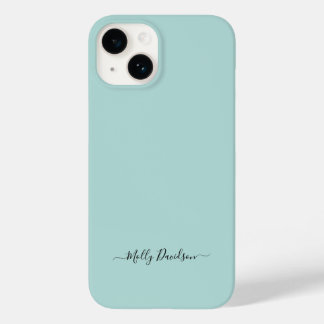 Dusty Aqua Simple Minimalist Script Aangepaste naa Case-Mate iPhone 14 Hoesje