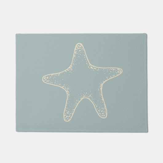 Dusty Aqua Starfish Doormat Deurmat (Voorkant)