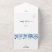 Dusty Baby Light Blue Floral Botanical Wedding All In One Uitnodiging (Buitenkant)
