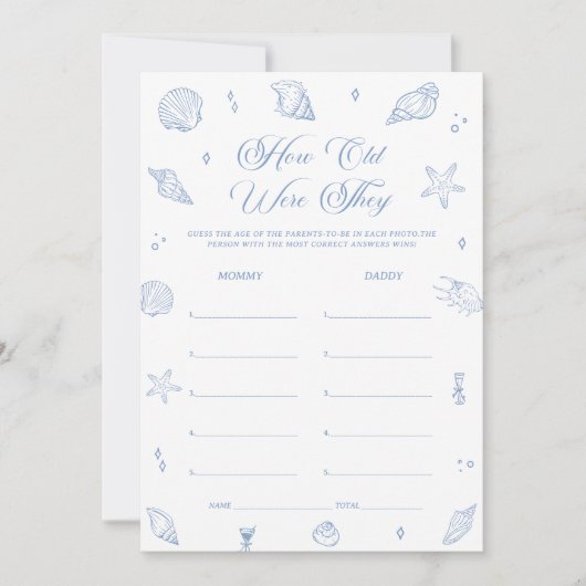 Dusty Beach Baby shower Guess The Age Game Kaart (Voorkant)