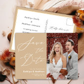 Dusty Beige Elegant Script Wedding Save the Date Aankondigingskaart