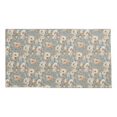 Dusty Biue met Ivoor Rozen Bloemen Kussensloop (Achterkant)