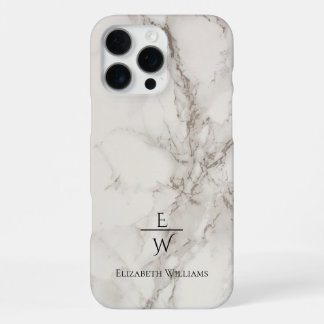Dusty black and white marble glitter personalized  iPhone 16 pro max hoesje