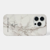 Dusty black and white marble glitter personalized  iPhone hoesje (Achterkant horizontaal)