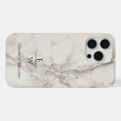 Dusty black and white marble glitter personalized iPhone hoesje (Achterkant horizontaal)