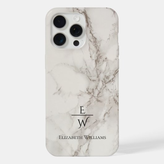 Dusty black and white marble glitter personalized iPhone hoesje (Achterkant)