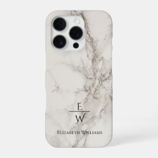 Dusty black and white marble glitter personalized  iPhone 16 pro hoesje