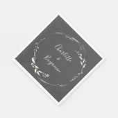 Dusty Black Floral Wreath Calligraphy Personalized Servet (Hoek)