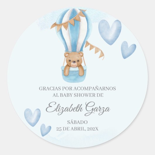 Dusty blauw Baby shower dank je sticker voor jonge (Voorkant)
