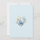 Dusty Blauw Bloemen Goud Bruiloft 2 Kaart (Achterkant)