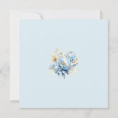 Dusty Blauw Bloemen Goud Bruiloft 2 Save The Date (Achterkant)