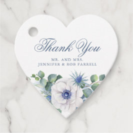 Dusty Blauw Bloemen Groen Liefde Hart Bruiloft Bedankjes Labels