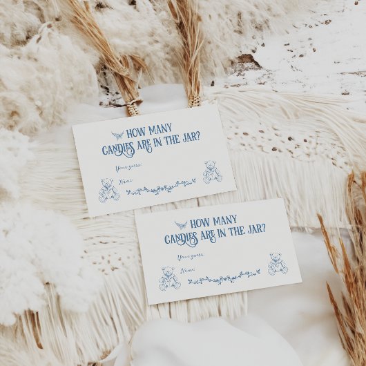 Dusty Blauw  Bloemen Verpleegkundige Baby shower S Informatiekaartje