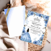 Dusty Blauw Bloemen Vlinder Meisje Quinceanera Kaart