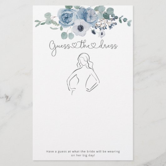 Dusty blauw bloemenraad raden de jurk bruids spel (Voorkant)