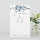 Dusty blauw bloemenraad raden de jurk bruids spel (Staand voorkant)