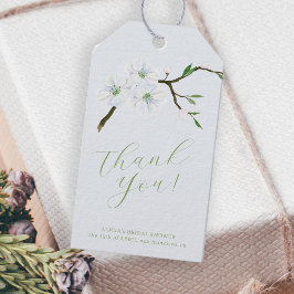 Dusty blauw bloemenvlees vrijgezellenfeest dank je cadeaulabel