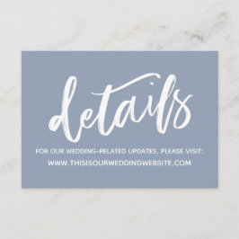 Dusty Blauw Casual Handschrift Bruiloft Details Informatiekaartje
