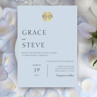 Dusty Blauw Dubbel Geluk Chinees Koreaans Huwelijk