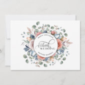 Dusty Blauw en Blush, Online Virtuele Bruiloft Kaart (Achterkant)