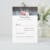 Dusty Blauw en Blush Rustiek Land Bruiloft RSVP (Staand voorkant)
