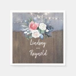 Dusty Blauw en Blush Rustiek Land Bruiloft Servet