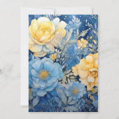 Dusty Blauw en Goud Bloemen Bruiloft Kaart (Achterkant)