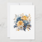 Dusty Blauw en Goud Bloemen Bruiloft Kaart (Achterkant)