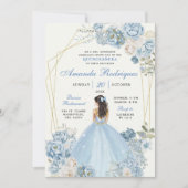 Dusty Blauw en Goud Koninklijke Kroon Mexicaanse P Kaart (Voorkant)