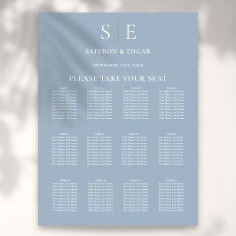 Dusty Blauw En Goud Monogram Bruiloft Zittinggrafi Poster