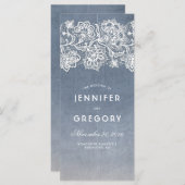 Dusty Blauw en Kant Bruiloft Programma's (Voorkant / Achterkant)