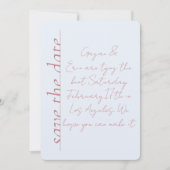 Dusty blauw en roze Love Note Save the Date Kaart (Voorkant)