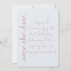 Dusty blauw en roze Love Note Save the Date Kaart