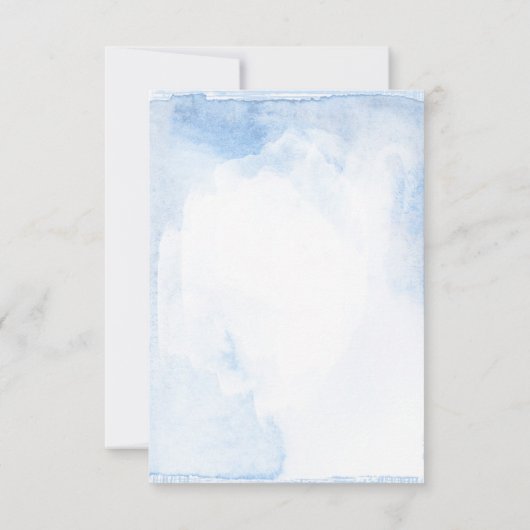 Dusty Blauw en Roze Rozenkwarts Bruiloft RSVP (Achterkant)