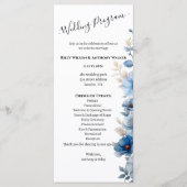 Dusty Blauw en wit bloemen bruiloft Programmakaart (Voorkant)