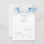 Dusty Blauw en Wit Bloemen Bruiloft RSVP (Voorkant)