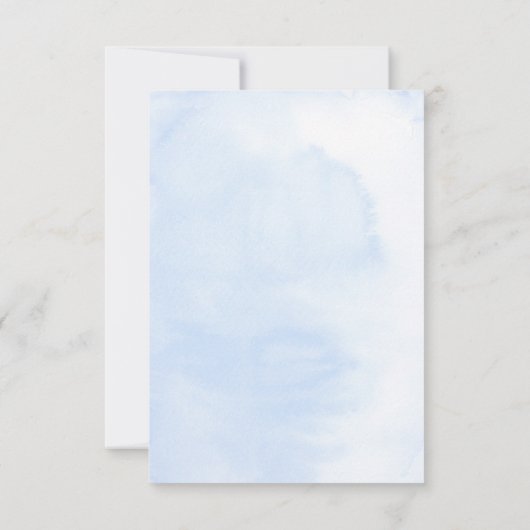 Dusty Blauw en Wit Bloemen Bruiloft RSVP (Achterkant)