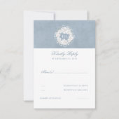 Dusty Blauw en Wit Bloemen Bruiloft RSVP (Voorkant)