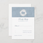 Dusty Blauw en Wit Bloemen Bruiloft RSVP (Voorkant / Achterkant)