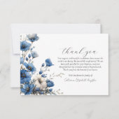 Dusty Blauw en Wit Bloemen Foto Memorial Bedankkaart (Voorkant)