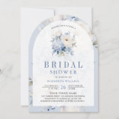 Dusty Blauw en Wit Bloemen Foto Vrijgezellenfeest Kaart (Voorkant)