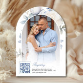 Dusty Blauw en Wit Bloemen Foto Vrijgezellenfeest Kaart