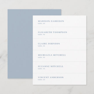 Dusty Blauw en Wit Bruiloft Plaats Naam Kaart DIY