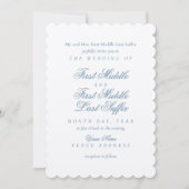 Dusty Blauw en Wit bruiloft uitnodiging (Voorkant)