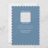 Dusty Blauw en Wit bruiloft uitnodiging (Achterkant)