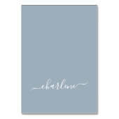 Dusty Blauw en Wit Elegant Naam Plaats Kaarten (Voorkant)