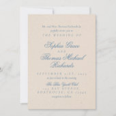 Dusty Blauw en Wit Elegante Huwelijksuitnodiging Kaart (Voorkant)