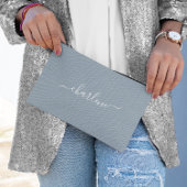 Dusty Blauw en Wit Elegante Naam Etui